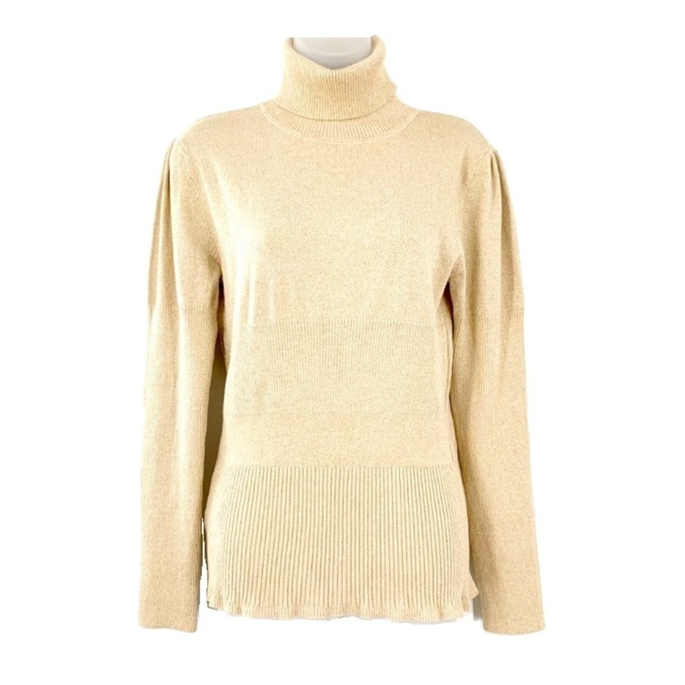 Boutique Essentials Shimmering Gold Thread Turtleneck Size LG